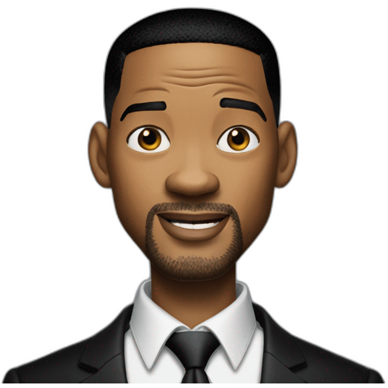 Hyper realistic will smith as men in black emoji