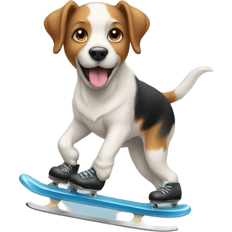 A dog ice skating emoji