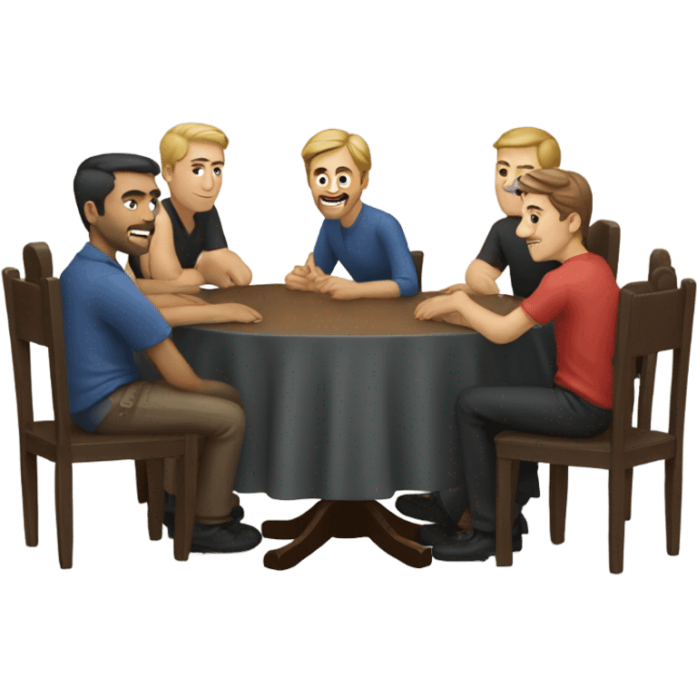 6 Caucasian men sitting at a round table emoji