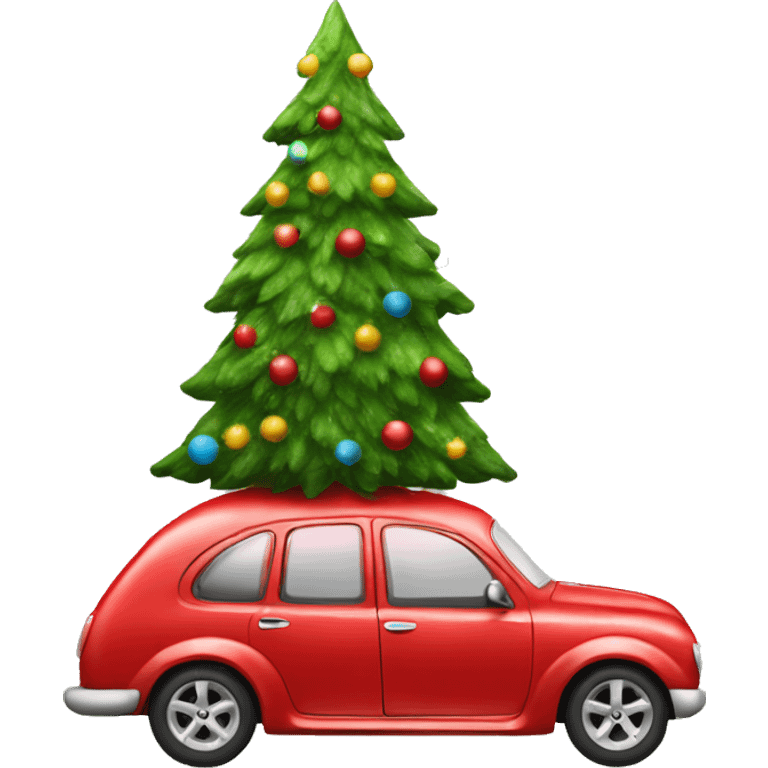 Christmas red Car with Christmas Tree  emoji