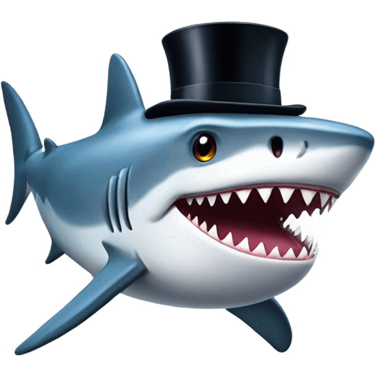 Shark with a top hat emoji