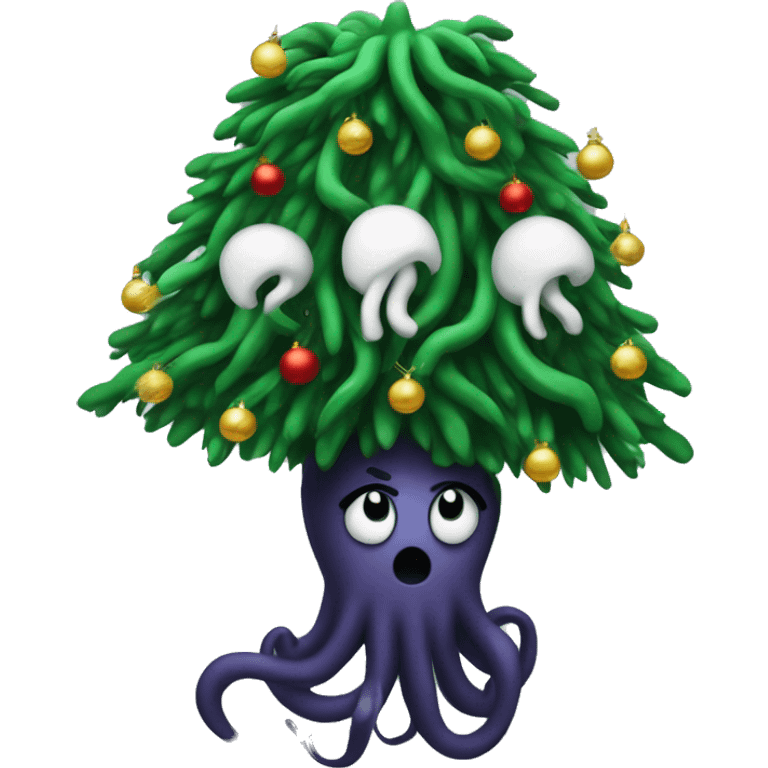 dark tentacles holding Christmas tree emoji