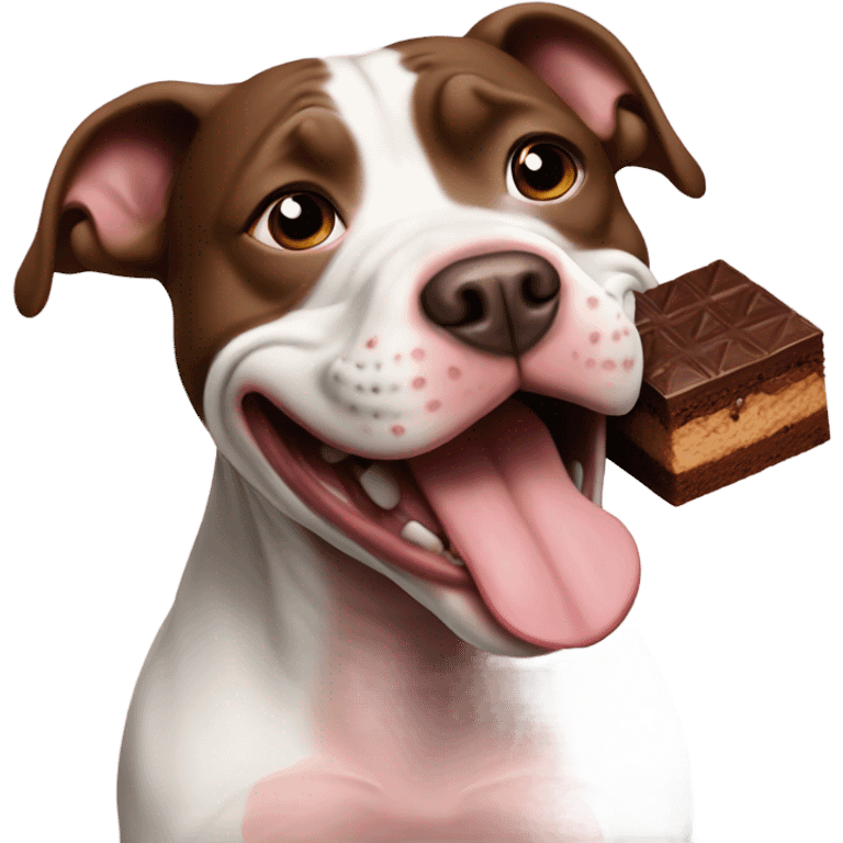 Pitbull eating a brownie emoji