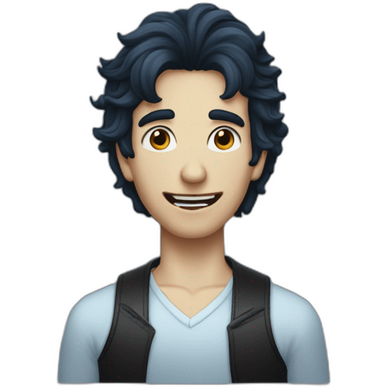 Un jeune homme noir, les cheveux bleus et qui a das dents de vampire. emoji