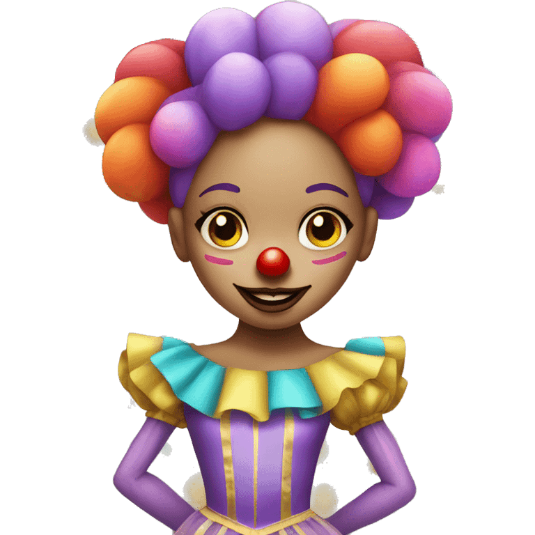 Ballerina dressed as a clown very colorful emoji