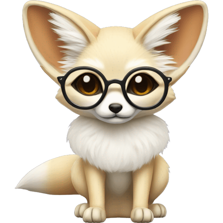 Fennec fox with white fur and circular glasses emoji