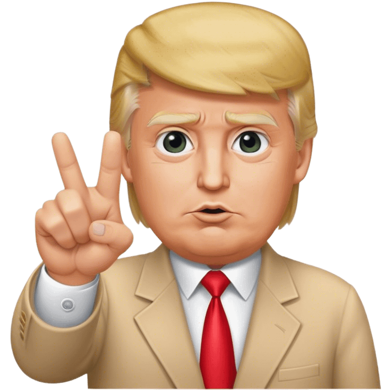 Super realistic Donald Trump pointing index finger up, realistic face emoji