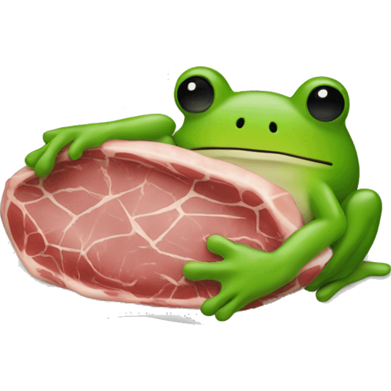 plate with frog and meat inside emoji