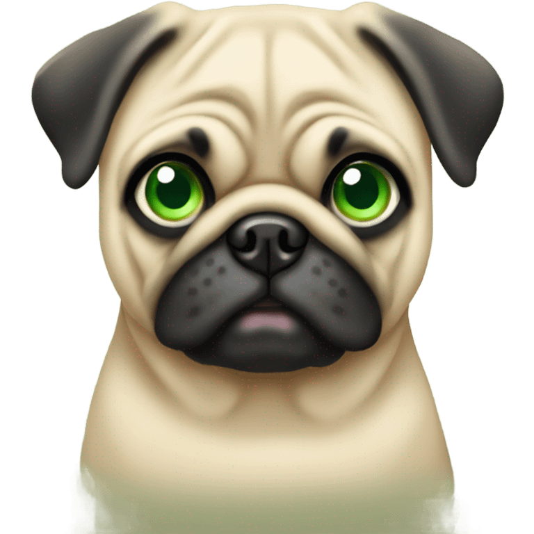 All Tan pug with green eyes emoji