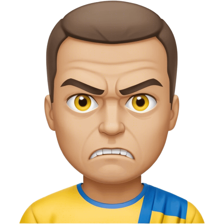 super-realistic angry Ukrainian with ukranian flag emoji