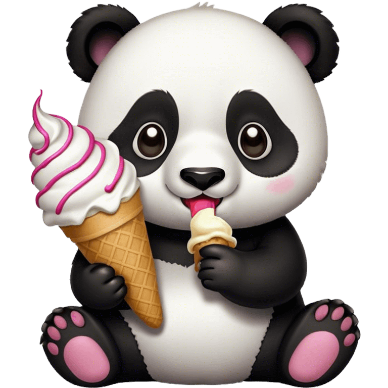 Panda eating ice cream emoji