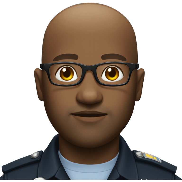 Black bald man with glasses police  emoji