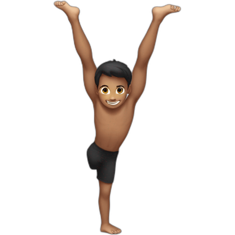 boy in handstand with black short emoji