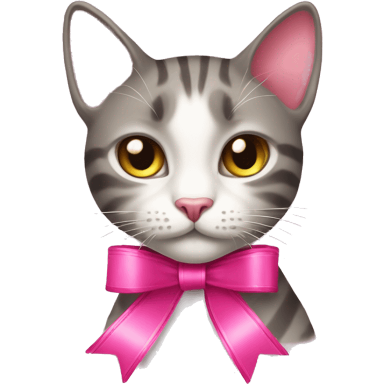 cat with pink coquette ribbons emoji