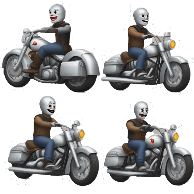 Crazy Tin Man riding Harley motorcycle emoji