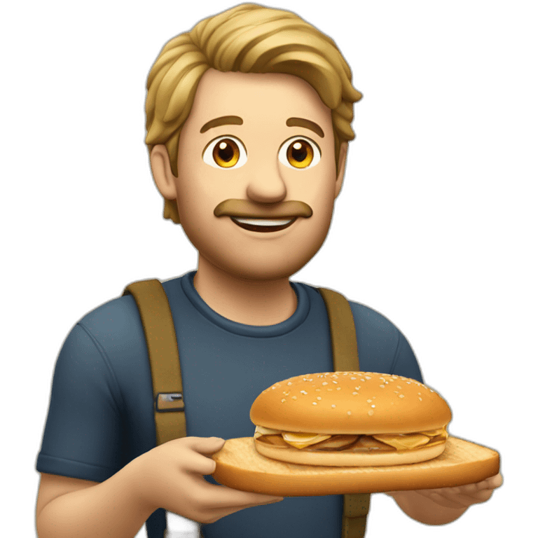 a dutch man eating frikandelbroodje emoji