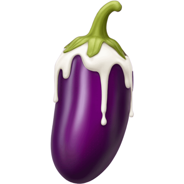 Long Tan colored eggplant with white paint dripping and hot pink tip emoji