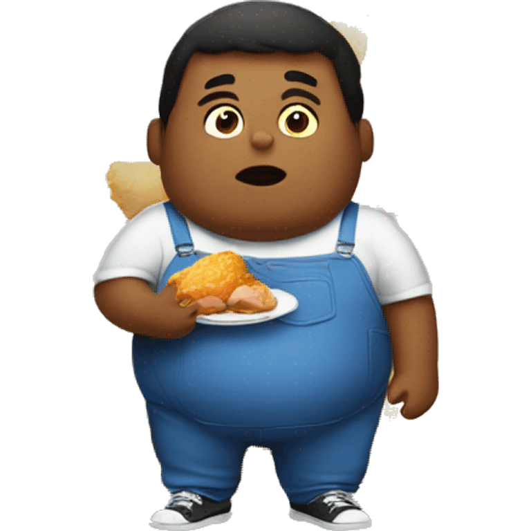 fat boy eating chicken emoji