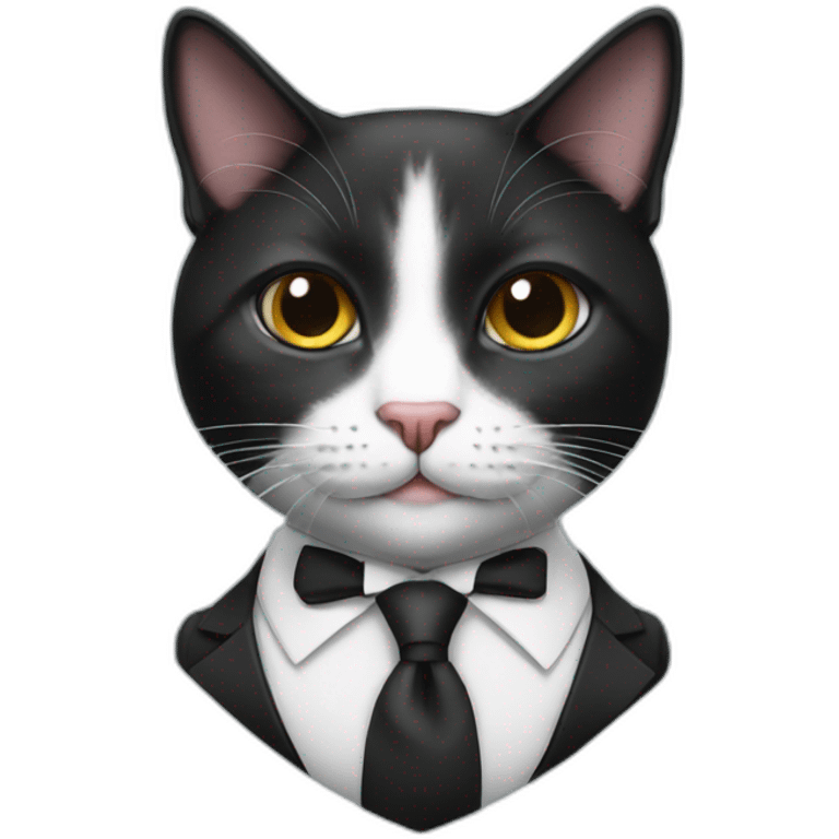 tuxedo cat, in a suit and tie emoji