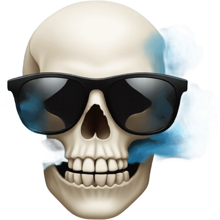 Skull wearing black glasses and smoking emoji