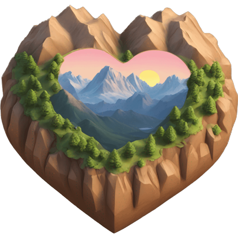 heart shape mountain 3d emoji