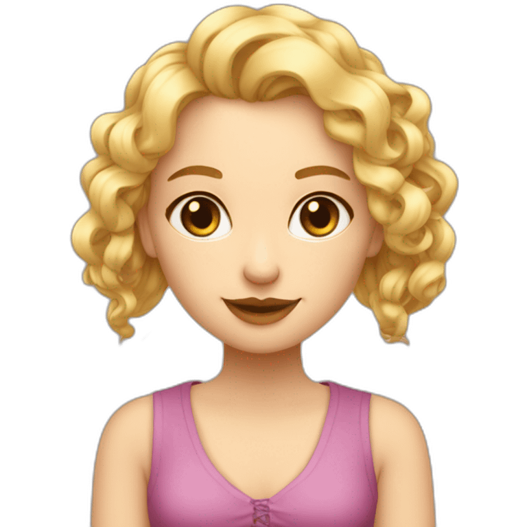 Jeune femme blonde mince avec une tresse Tennyson dans ses bras un petit chat emoji