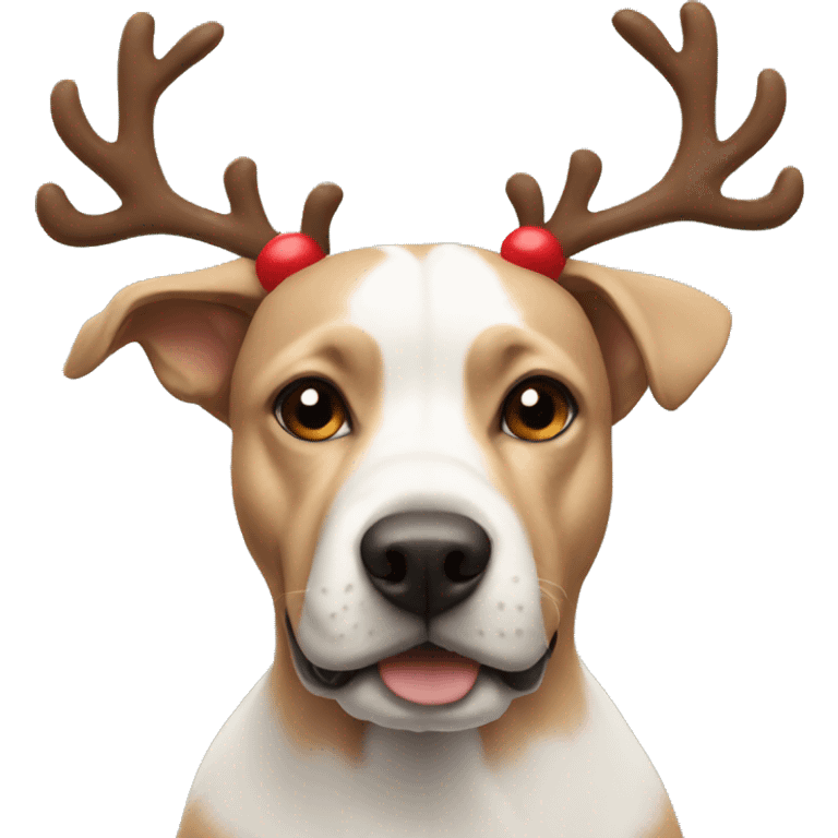 Dog wearing reindeer antlers emoji