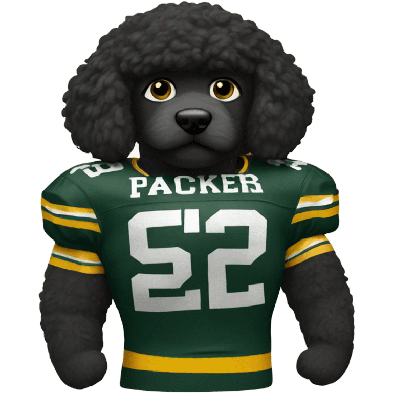 Black doodle wearing Green Bay packers jersey emoji