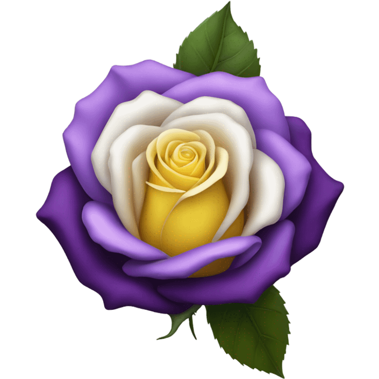 yellow white purple and black rose emoji