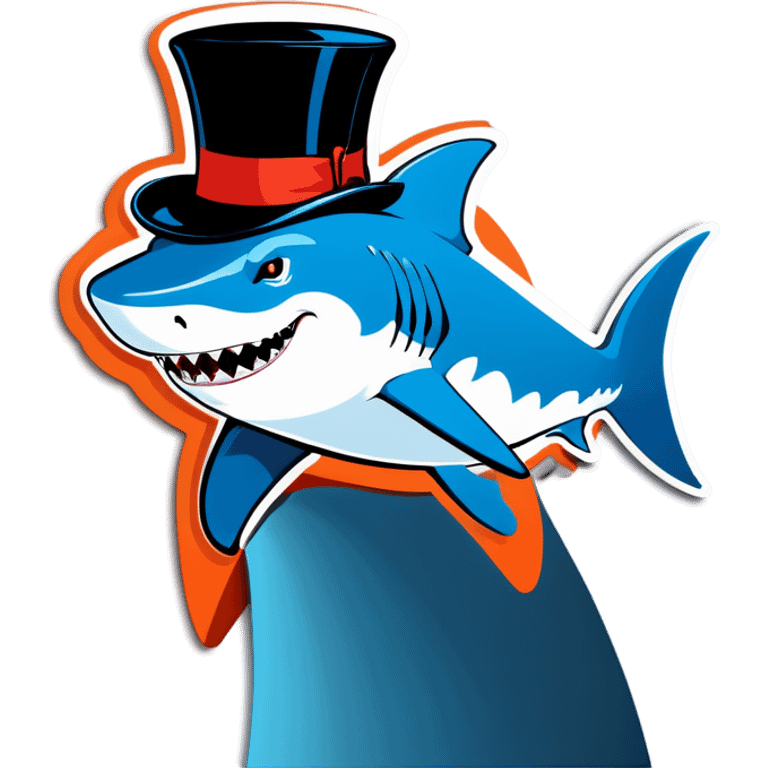 Shark with a top hat emoji