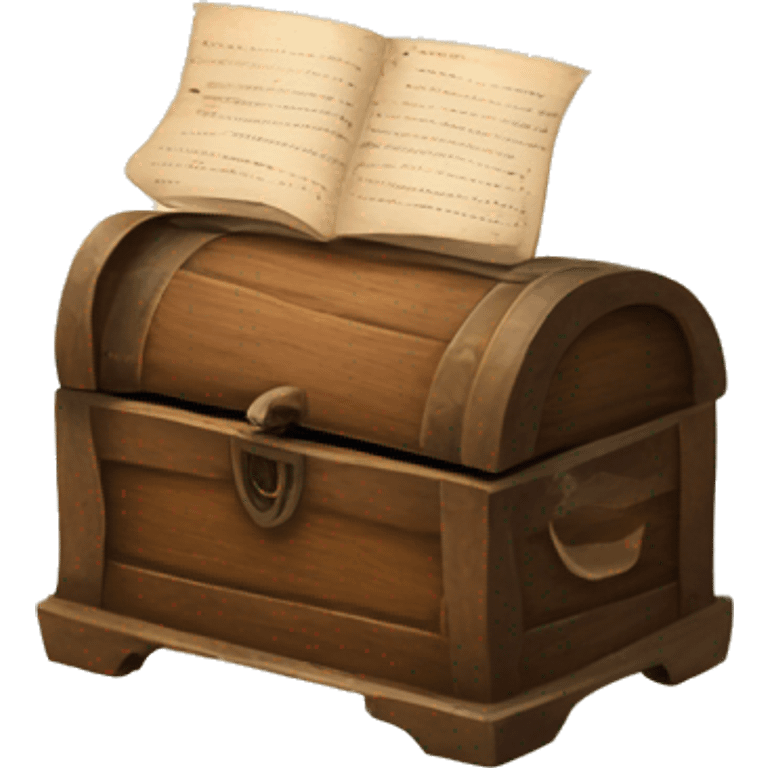 open vintage chest with old books inside  emoji