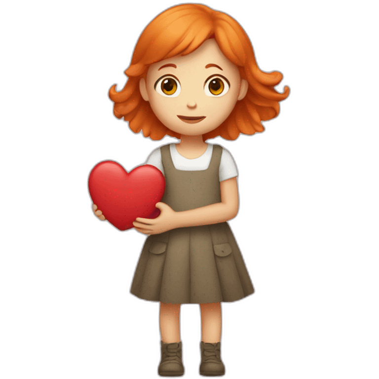 Ginger girl holding heart emoji