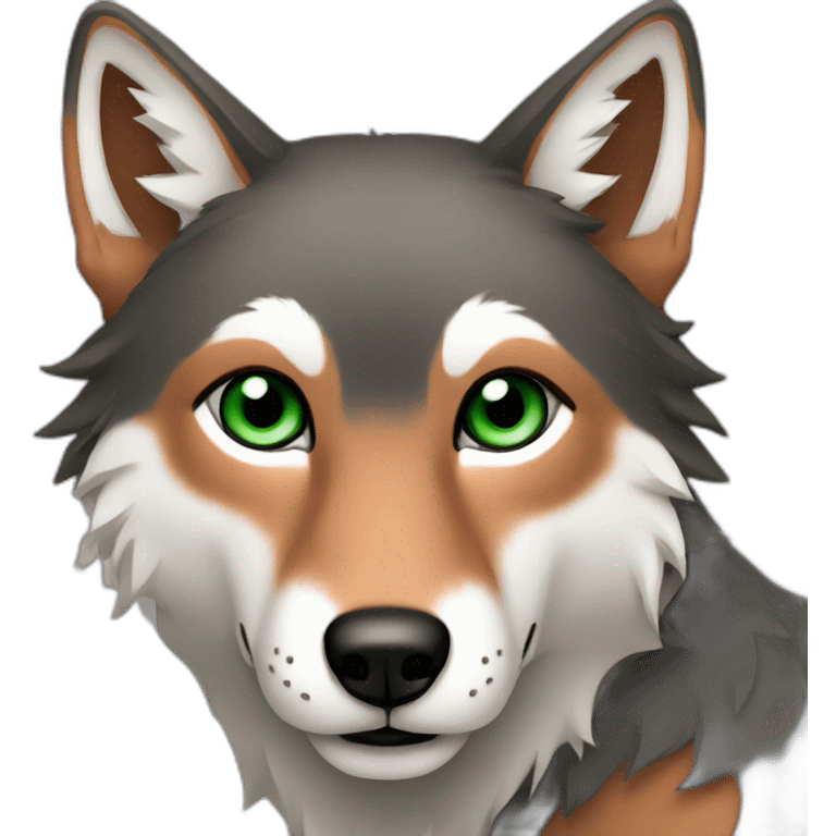 Copper Wolf with green eyes emoji