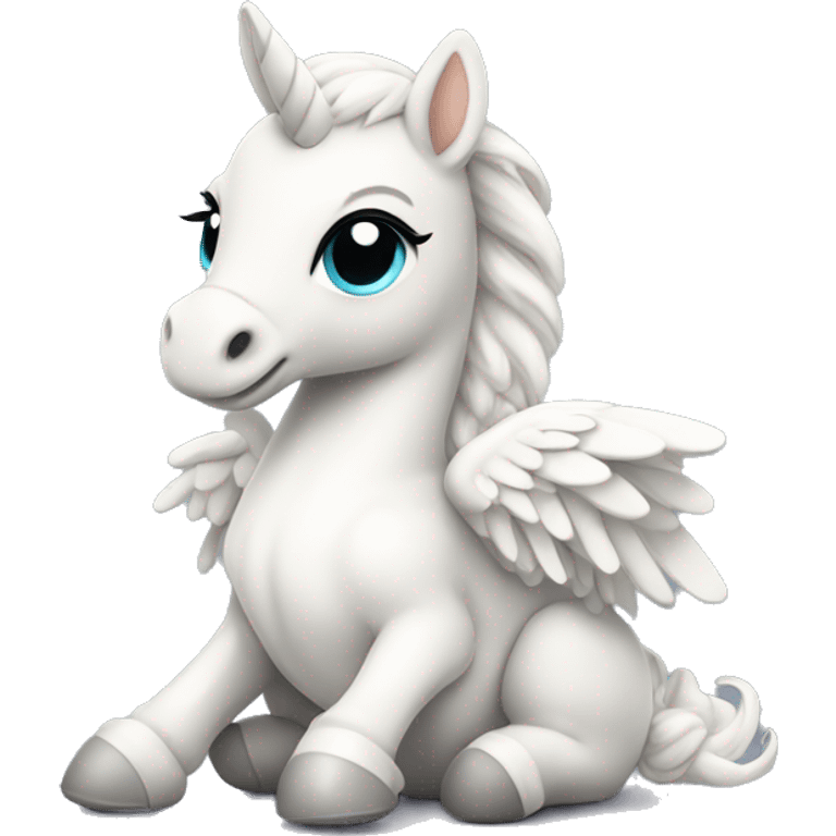 White crème Baby Pegasus sitting  emoji