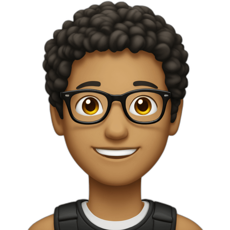 A light skin boy light skin wearing small-size black-rimmed round glasses smiling emoji