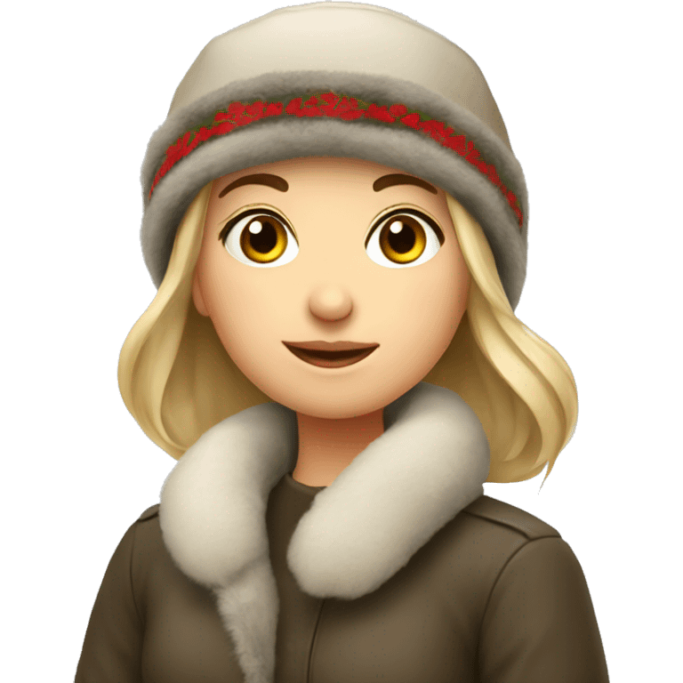 russian girl in ushanka emoji