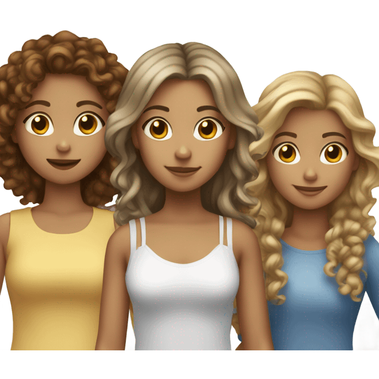 four girls, one of them is brown curly haired, two of them has straight brown hair, and one has blonde straight hair emoji