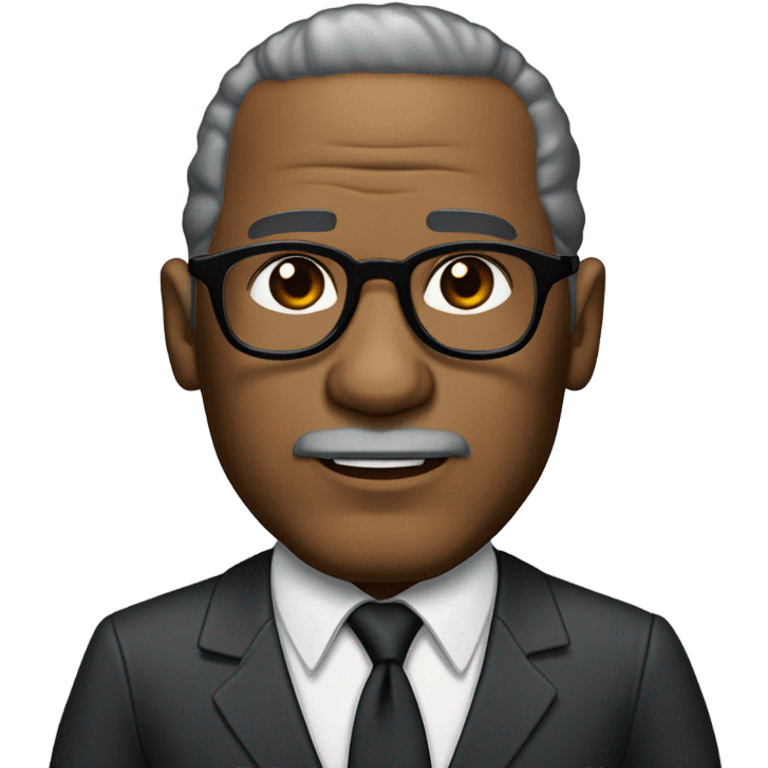 oj Simpson with small round face and suit and glasses and buzz cut and small black eyes and small gray beard and small black eyes and wrinkled forehead emoji