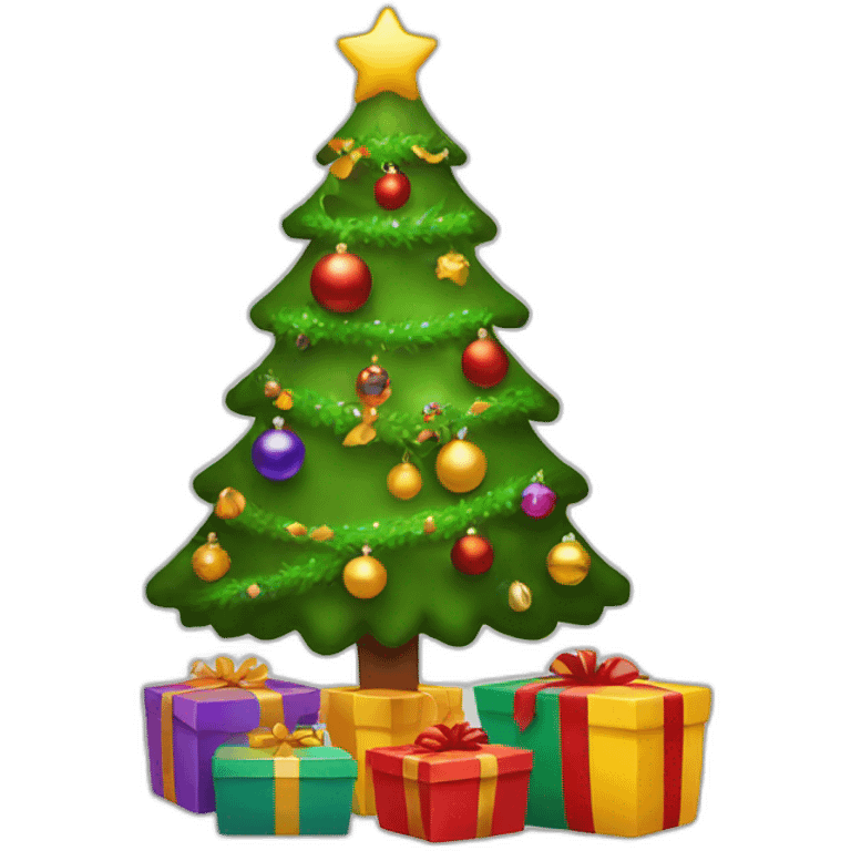 Christmas decorated tree and gifts emoji