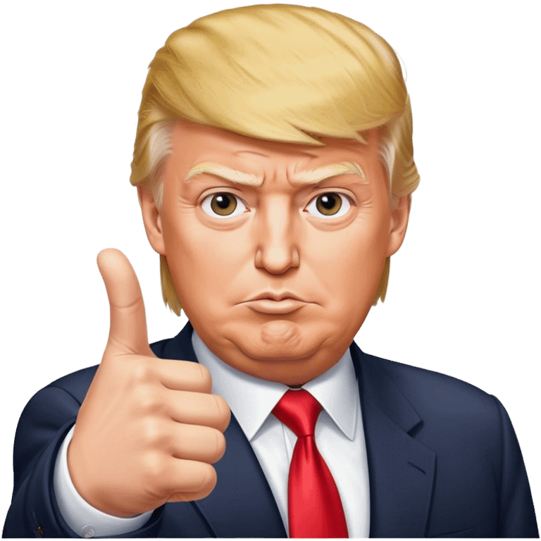 Super realistic Donald Trump pointing index finger up, realistic face emoji