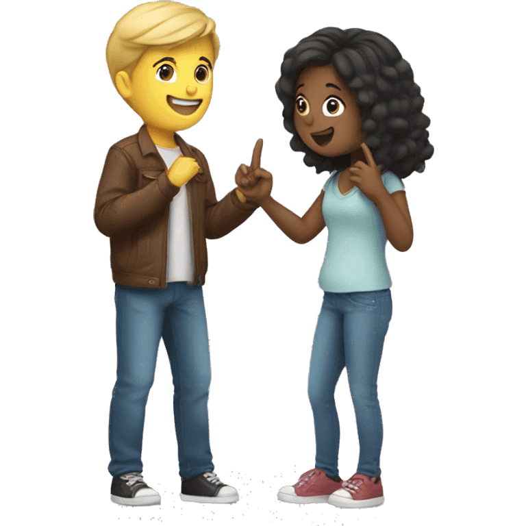 a girl proposing a boy with a finger ring emoji