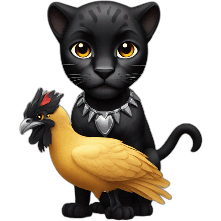 Black panther with chicken emoji