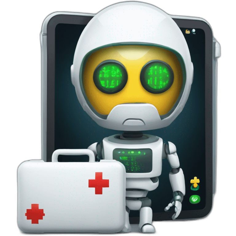 futuristic technological dark kit first aid with padscreen monitoring health emoji