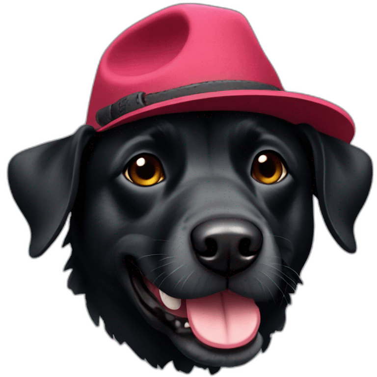 black dog with rad hat emoji