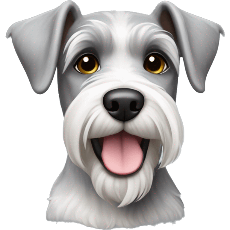 Small grey and white schnauzer mixed dog emoji