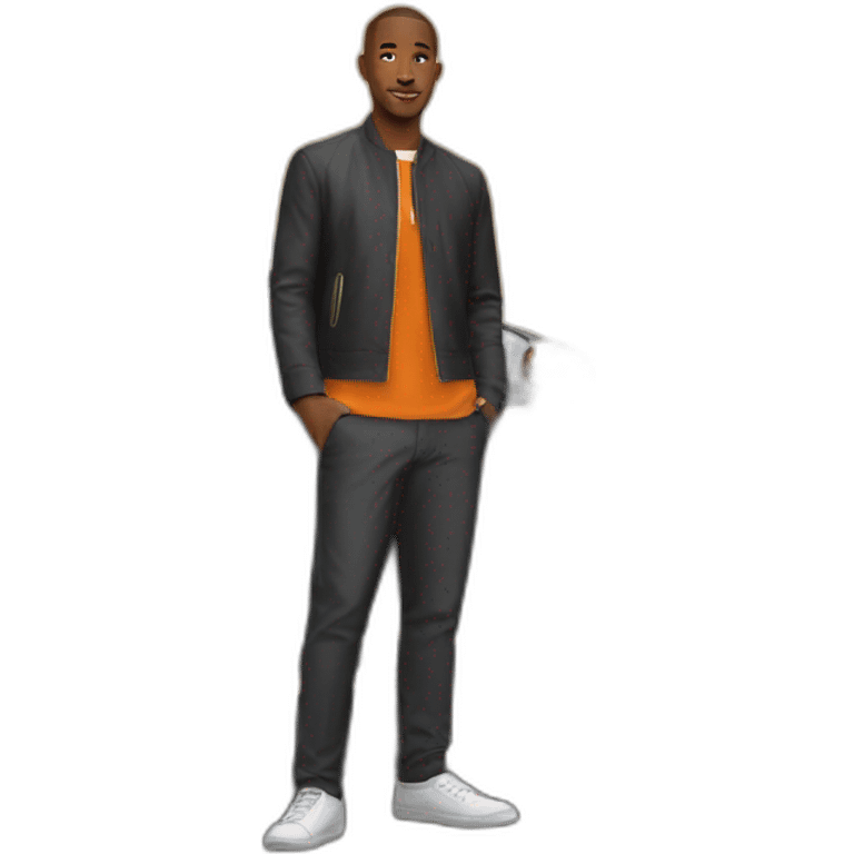 Andrew tate standing in front of a Orange-gold Bugatti  emoji