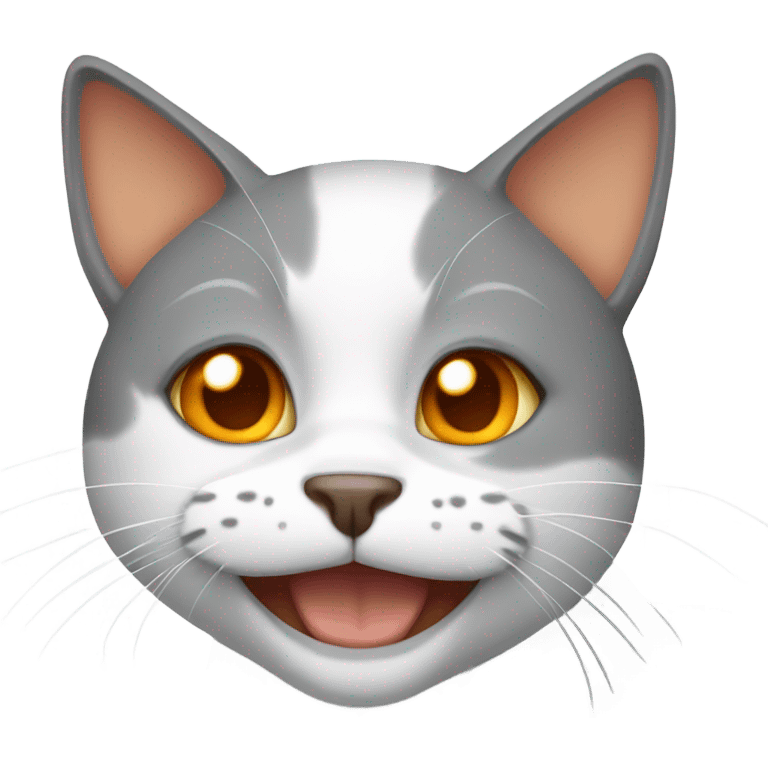 White gray and orange cat smiling  emoji