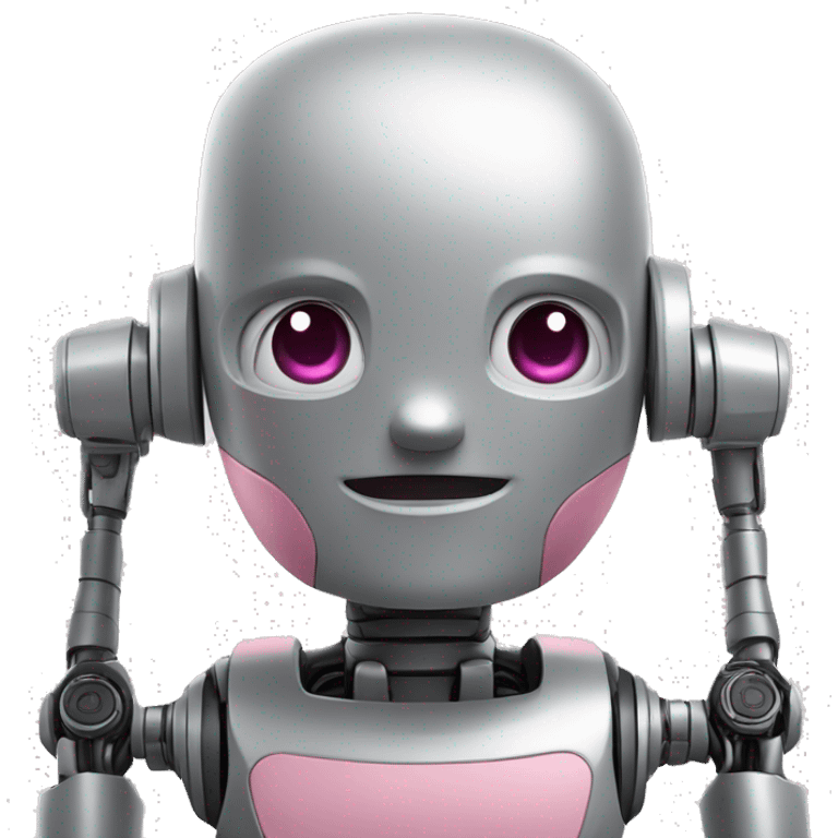 emoji robot gris y rosa simpático emoji