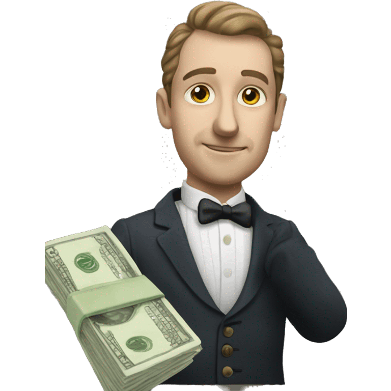 Photorealistic A British gentleman with money in his hand emoji