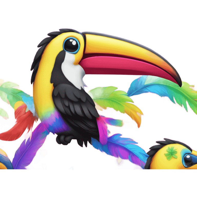 Lisa frank toucan with rainbow beak and feathers emoji